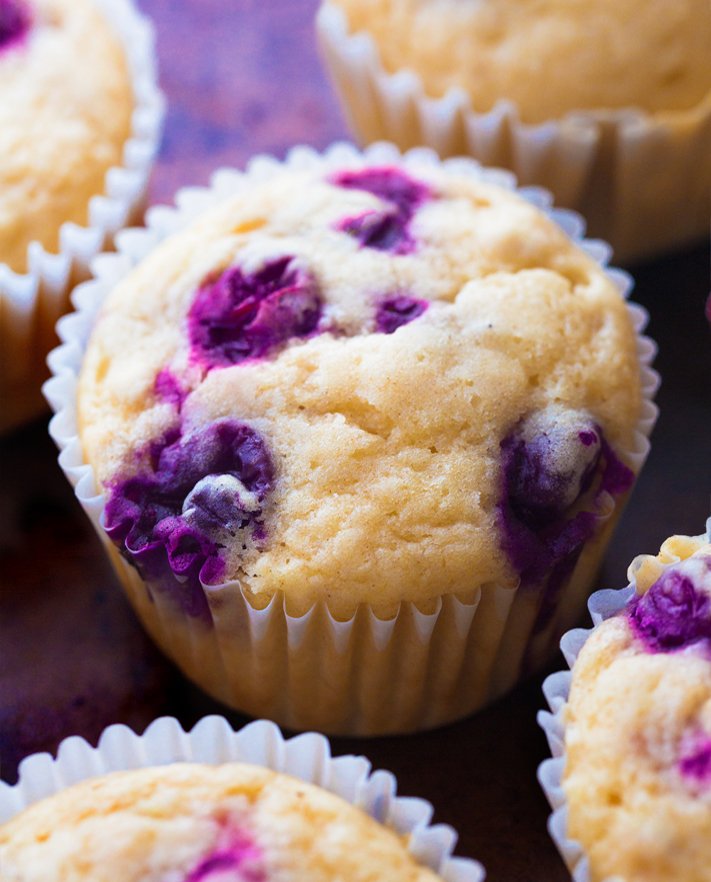 Muffins fáceis de mirtilo veganos