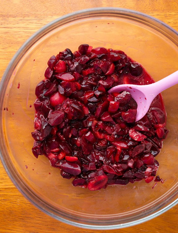 Recheio de torta de cereja congelada (barras de crumble cereja)