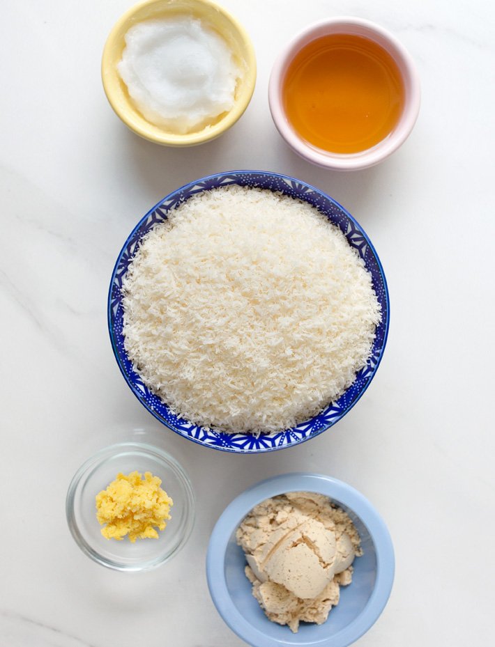 Ingredientes para mordida de energia de limão Ingredientes para mordida de energia de limão