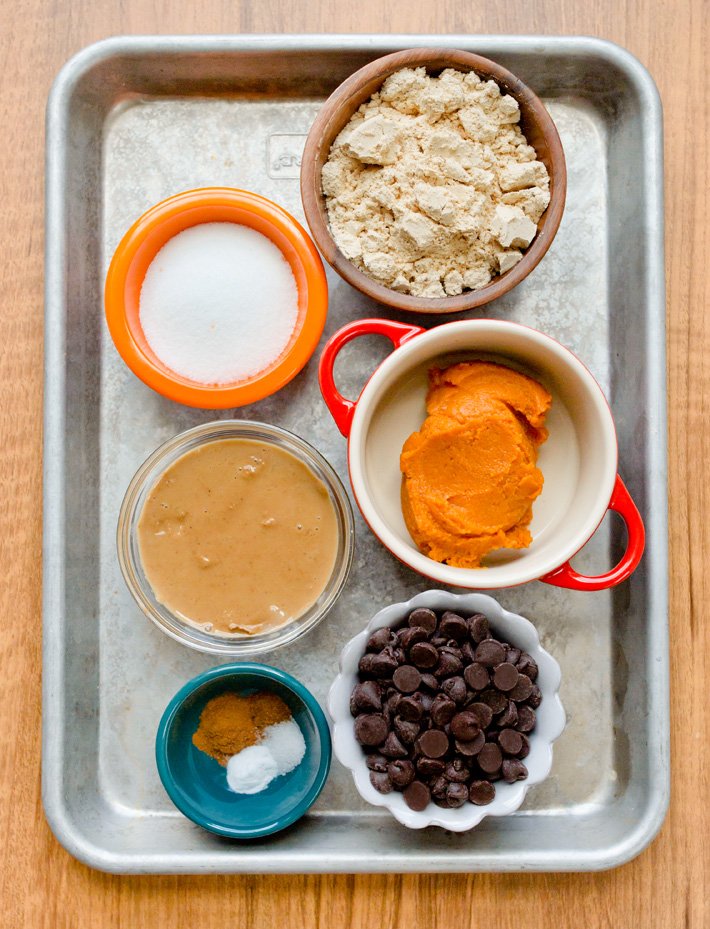 Ingredientes de biscoitos de abóbora de proteínas