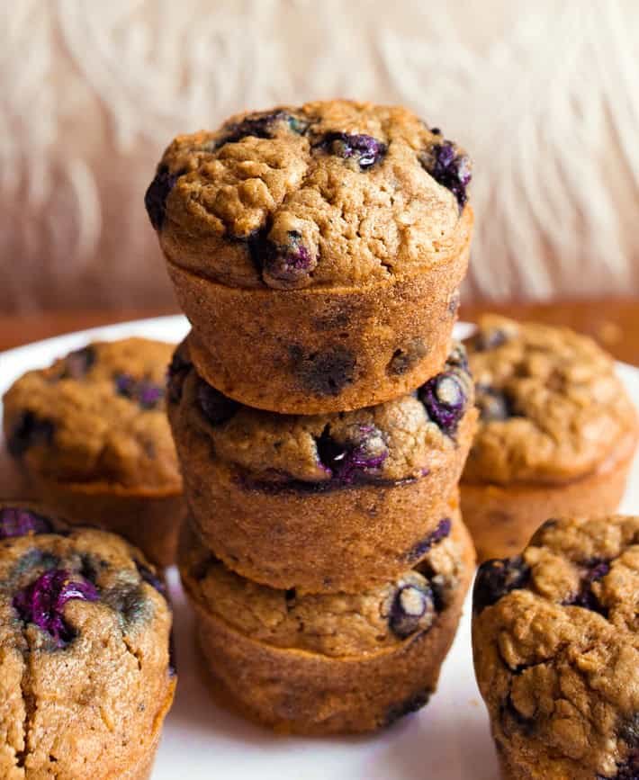 Muffins de aveia e mirtilo (caseiros)