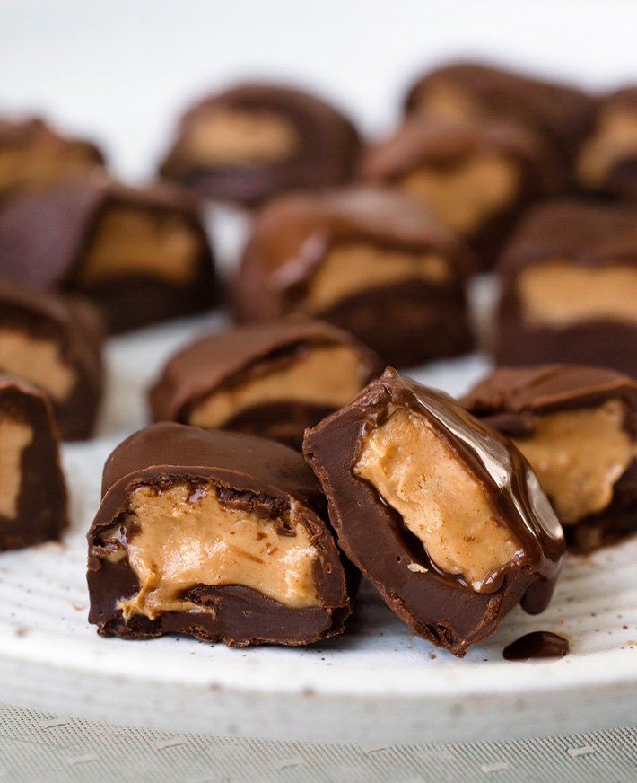 Bandeja de gelo Doces de manteiga de amendoim e chocolate