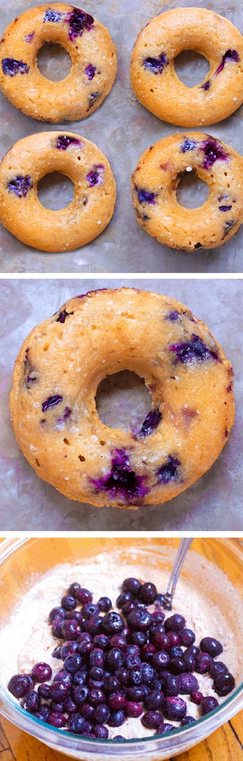 Receita de donuts de mirtilo assados ​​​​secretamente saudáveis