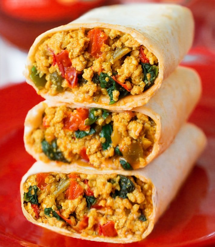 Burritos fáceis de café da manhã vegetariano