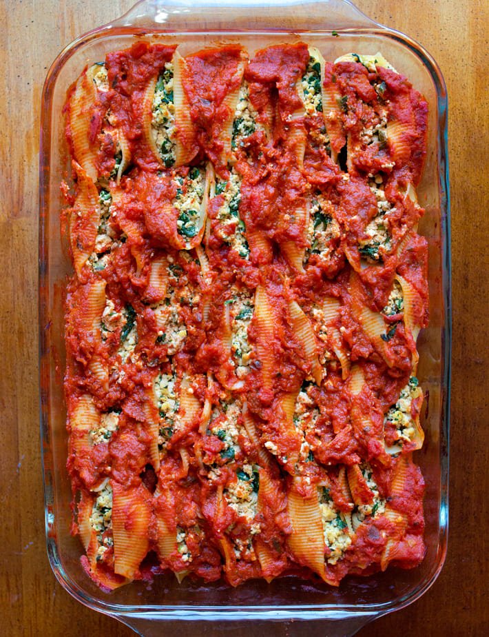 Conchas recheadas veganas fáceis (jantar vegetariano)