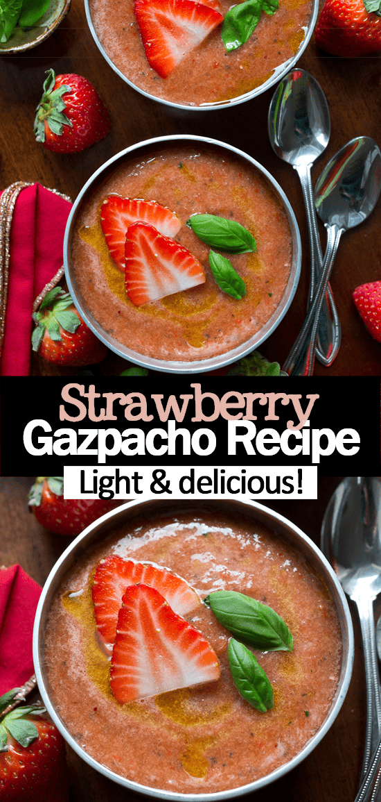 Sopa Saudável de Gaspacho de Morango (Aperitivo ou Jantar)