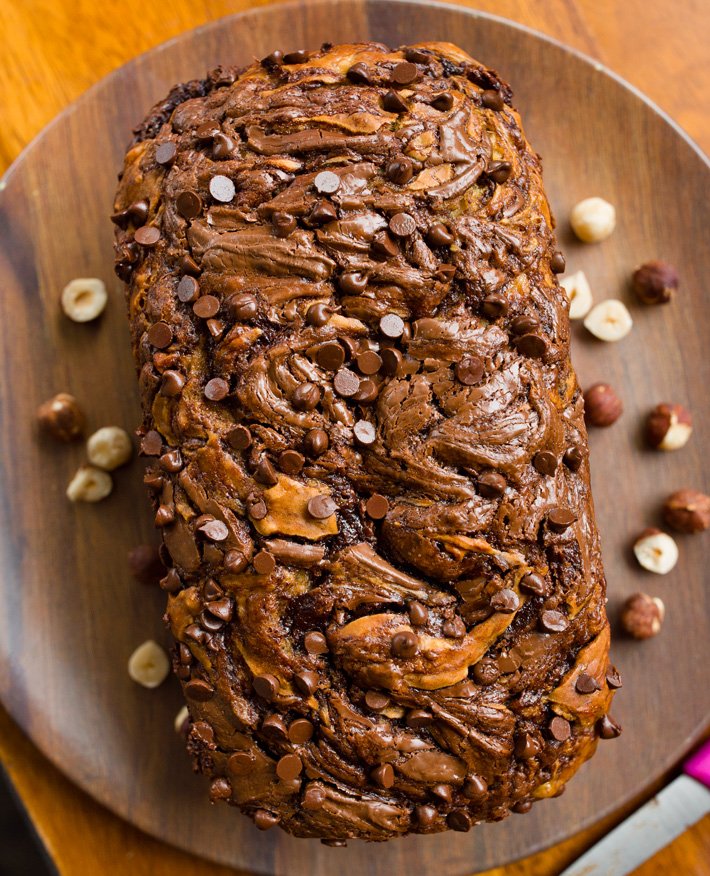 Pão De Banana Marmorizado Com Nutella